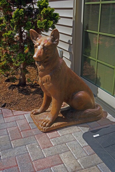 German Shepherd Garden Cement Dog Statue Sitting Service Animal